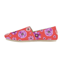 Load image into Gallery viewer, Ti Amo I love you - Exclusive Brand  - Florescent Red withFlowers - Fluorescent Red with Flowers - Womens Casual Flats -  Ladies Driving Shoes
