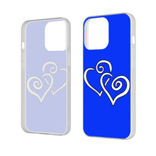 Load image into Gallery viewer, Ti Amo I love you - Exclusive Brand - Blue Blue Eyes - Double White Heart - iPhone 14 Transparent Acrylic Case (3 cameras)
