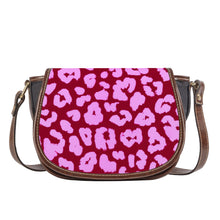 Load image into Gallery viewer, Ti Amo I love you - Exclusive Brand - Burgundy &amp; Mauve Animal Pattern - Saddle Bag
