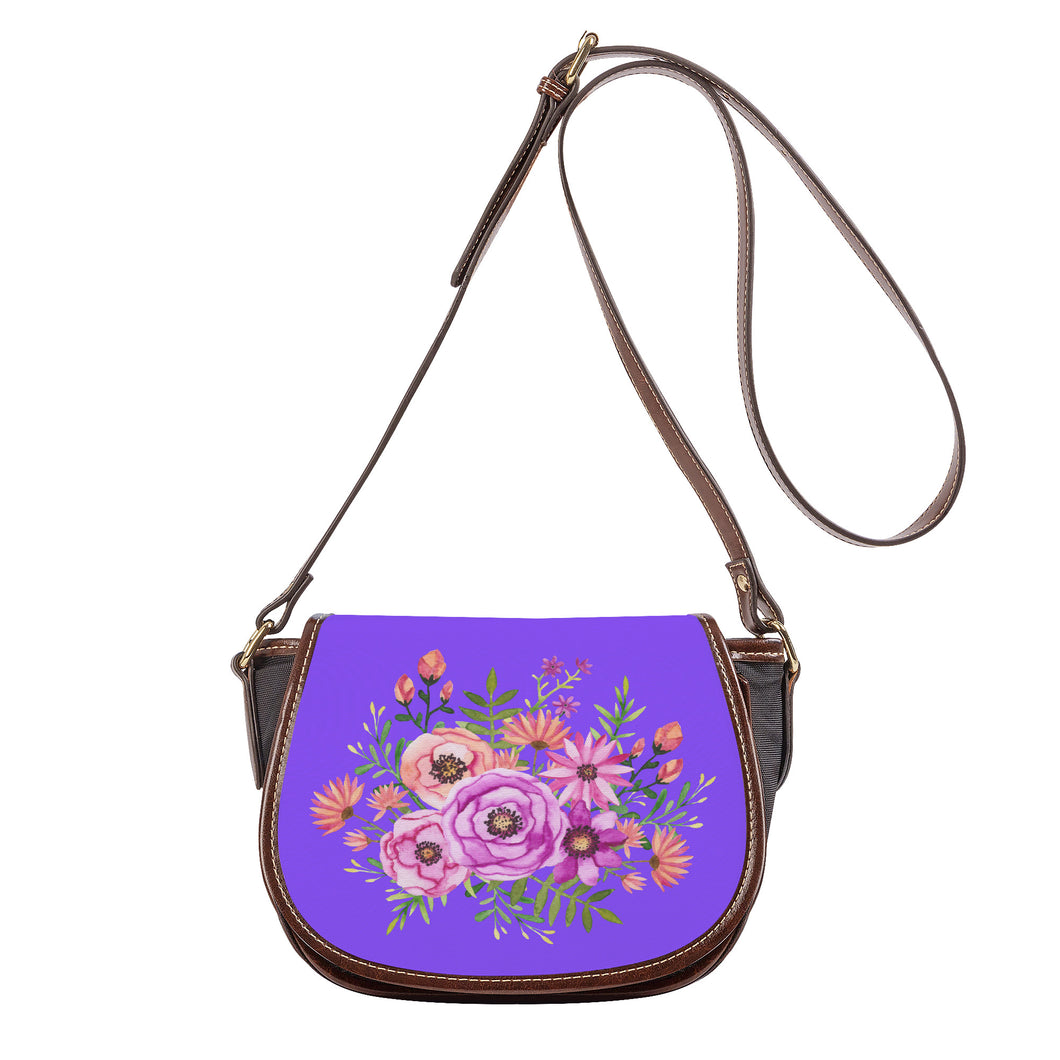 Ti Amo I love you - Exclusive Brand - Light Purple -Floral Bouquet - Saddle Bag