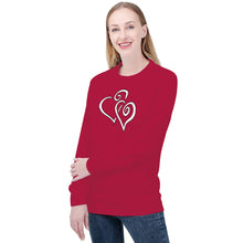 Load image into Gallery viewer, Cardinal (Red Sweatshirts) - Double White Heart  - Women&#39;s / Womens Plus Size - Sweatshirts - Ti Amo I love you
