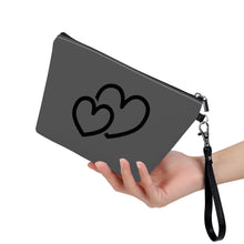 Load image into Gallery viewer, Ti Amo I love you - Exclusive Brand  - Davy&#39;s Grey - Double Black Heart - Sling Cosmetic Bag
