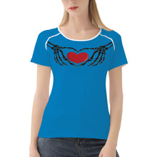 Load image into Gallery viewer, Ti Amo I love you - Exclusive Brand  - Lochmara - Skeleton Hands with Heart  -Women&#39;s T shirt
