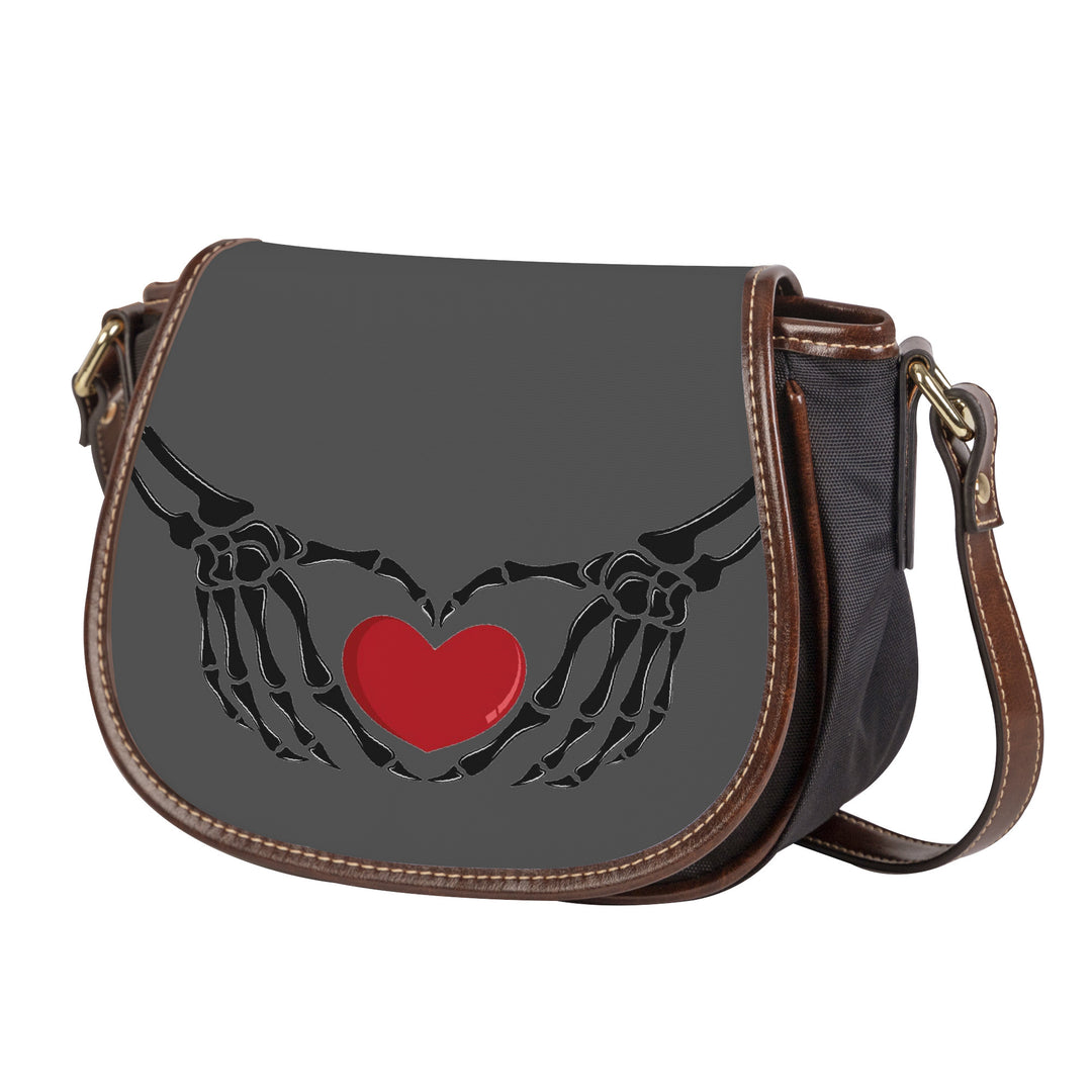 Ti Amo I love you - Exclusive Brand - Davy's Grey - Skeleton Hands with Heart - Saddle Bag