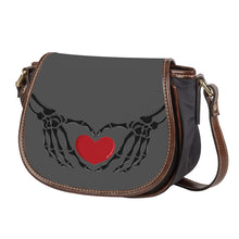 Load image into Gallery viewer, Ti Amo I love you - Exclusive Brand - Davy&#39;s Grey - Skeleton Hands with Heart - Saddle Bag
