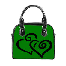 Load image into Gallery viewer, Ti Amo I love you - Exclusive Brand - Green Ao - Double Black Heart -  Shoulder Handbag
