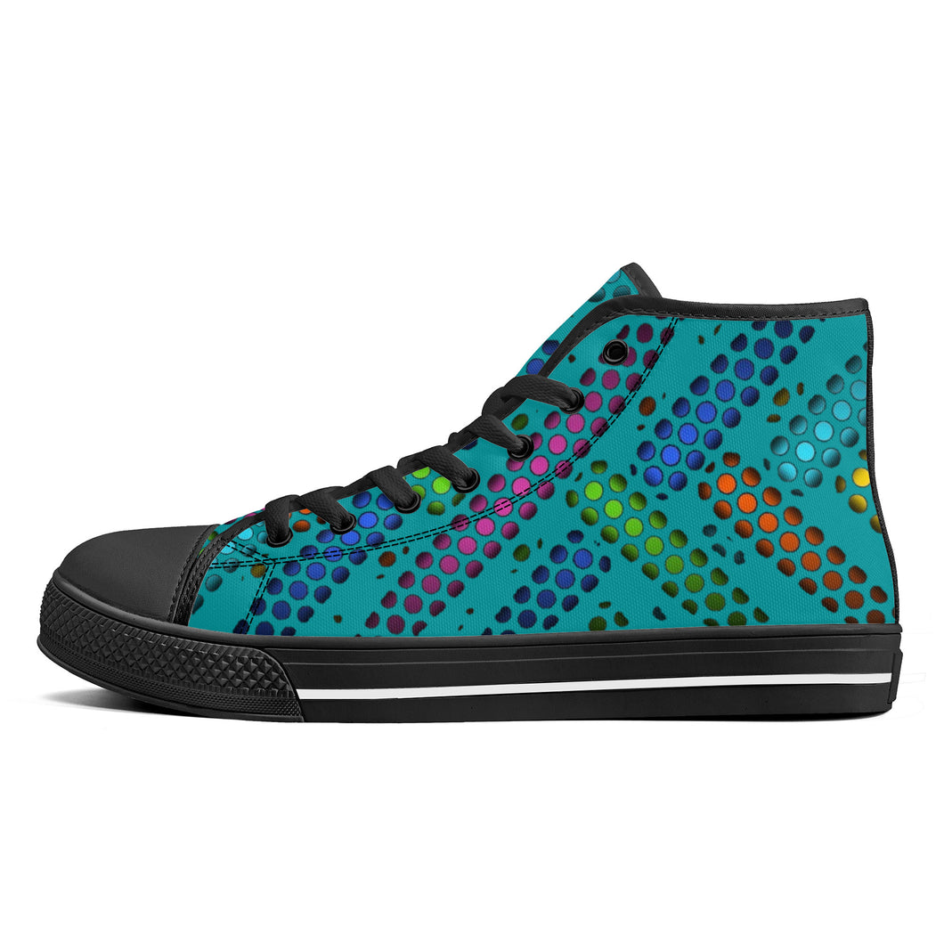 Ti Amo I love you - Exclusive Brand - Persian Green - Deco Dots -  High-Top Canvas Shoes - Black Soles