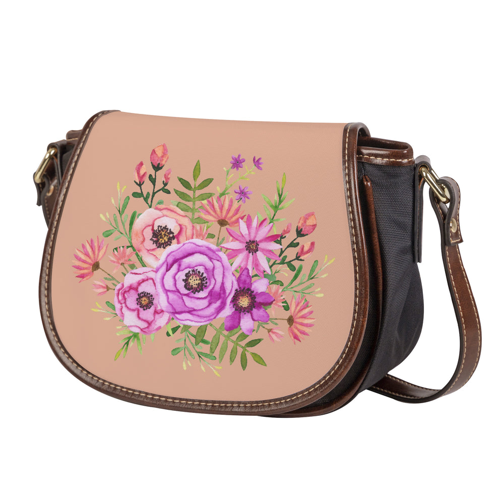 Ti Amo I love you - Exclusive Brand - Almost Apricot - Floral Bouquet - Saddle Bag