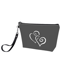 Load image into Gallery viewer, Ti Amo I love you- Exclusive Brand  - Davy&#39;s Grey - Double White Heart - Sling Cosmetic Bag
