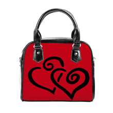 Load image into Gallery viewer, Ti Amo I love you - Exclusive Brand - Harvard Crimson  - Double Black Heart -  Shoulder Handbag
