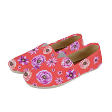 Load image into Gallery viewer, Ti Amo I love you - Exclusive Brand  - Florescent Red withFlowers - Fluorescent Red with Flowers - Womens Casual Flats -  Ladies Driving Shoes
