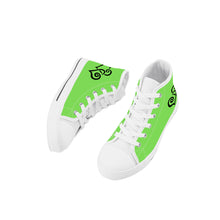 Load image into Gallery viewer, Ti Amo I love you - Exclusive Brand - Pastel Green - Double Black Heart - Kids High Top Canvas Shoes
