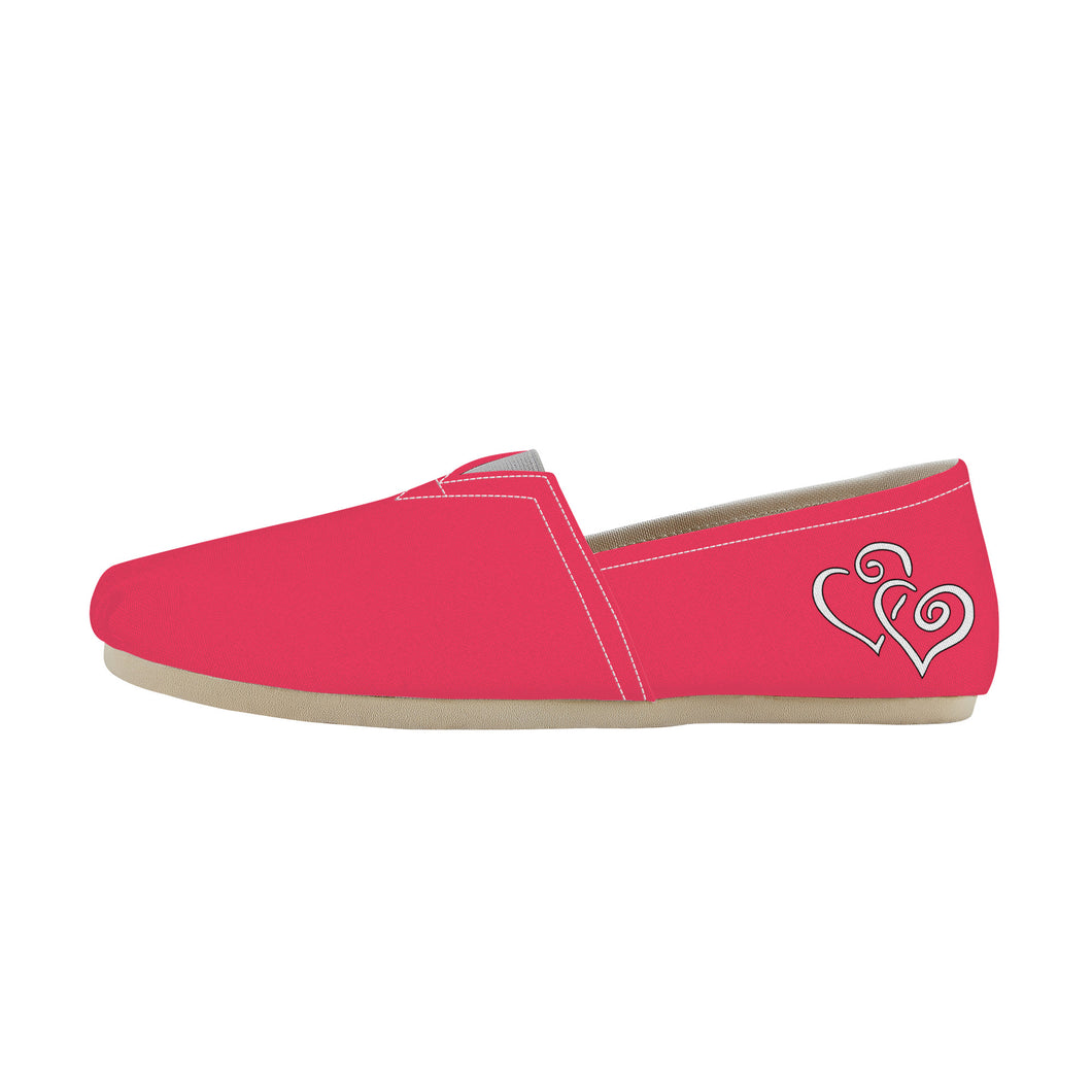 Ti Amo I love you - Exclusive Brand  - Radical Red - Double White Heart - Womens Casual Flat Driving Shoe