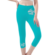 Load image into Gallery viewer, Ti Amo I love you - Exclusive Brand  - Vivid Cyan (Robin&#39;s Egg Blue) Capri Yoga Leggings
