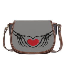 Load image into Gallery viewer, Ti Amo I love you - Exclusive Brand - Natural Gray - Skeleton Hands with Heart - Saddle Bag
