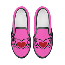 Load image into Gallery viewer, Ti Amo I love you - Exclusive Brand - Hot Pink - Skeleton Hands with Heart- Kids Slip-on shoes - Black Soles
