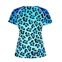 Load image into Gallery viewer, Ti Amo I love you - Exclusive Brand  - Curious Blue / Bright Turquoise  / Ice Cold Leopard - Women&#39;s T shirt
