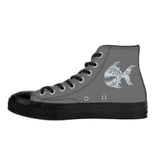 Load image into Gallery viewer, Ti Amo I love you - Exclusive Brand - Dove Gray - Angry Fish - High Top Canvas Shoes - Black  Soles
