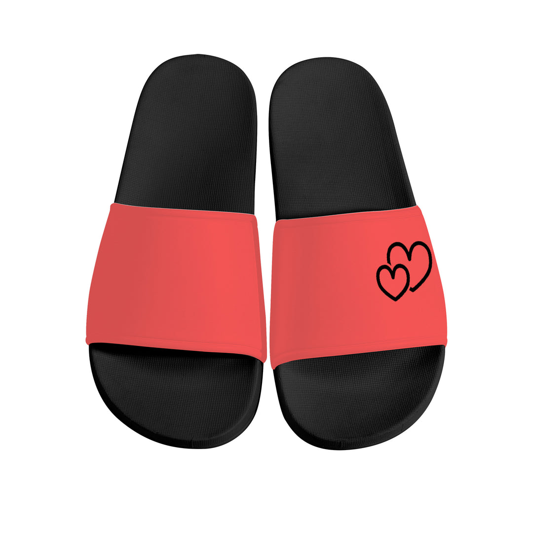 Ti Amo I love you-  Exclusive Brand - Persimmon- Double Black Heart - Slide Sandals - Black Soles