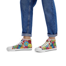 Load image into Gallery viewer, Ti Amo I love you - Exclusive Brand - Colorful Flowers - High-Top Canvas Shoes - White Soles
