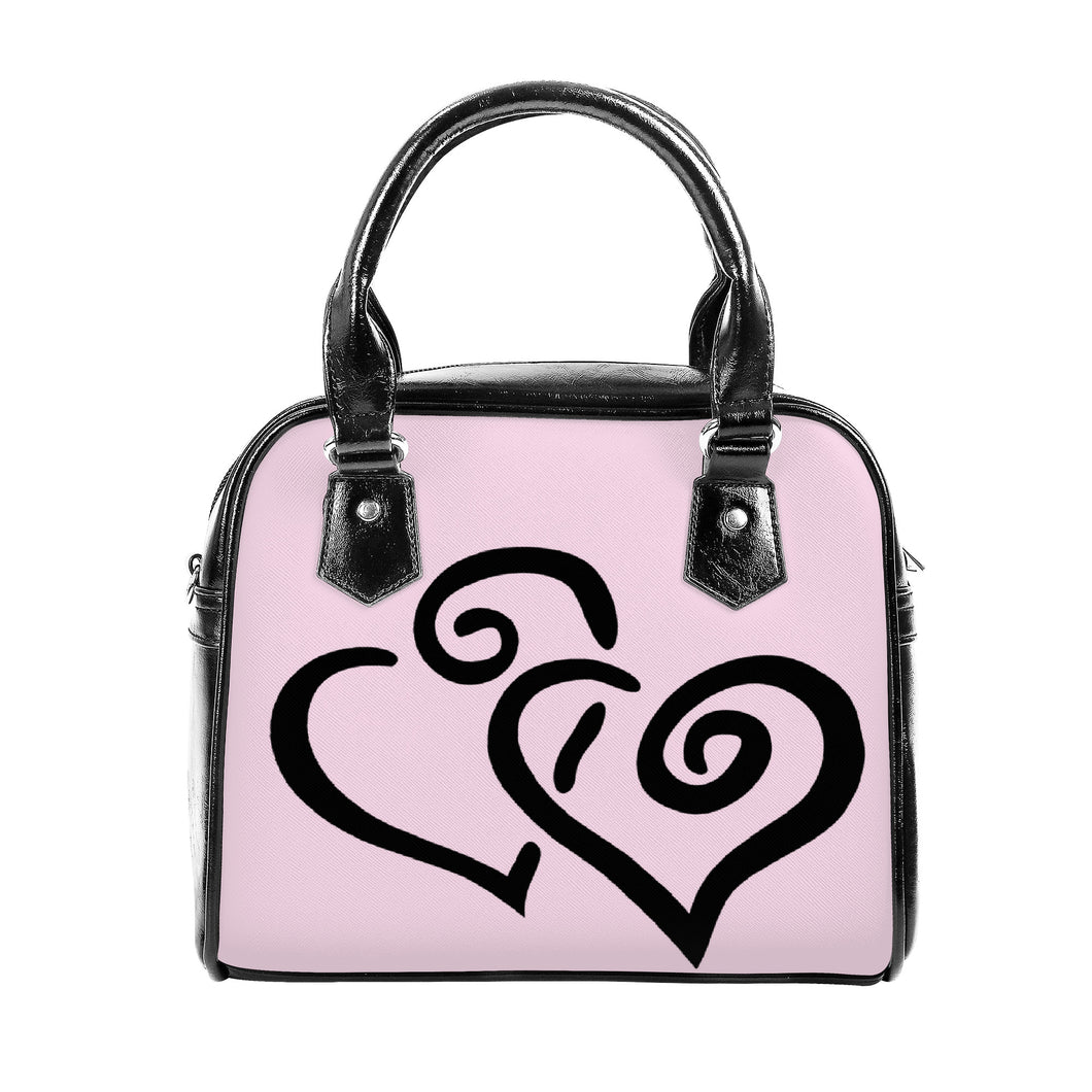 Ti Amo I love you - Exclusive Brand - Cherub Pink - Double Black Heart -  Shoulder Handbag