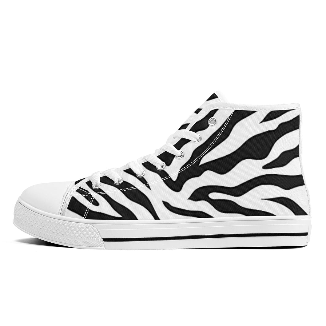 Ti Amo I love you - Exclusive Brand  - Zebra - High-Top Canvas Shoes  - White Soles