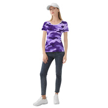 Load image into Gallery viewer, Ti Amo I love you - Exclusive Brand  - Minsk, Grape 2, Mauve 2, Fushia Blue &amp; Jacarta Camouflage - Women&#39;s T shirt
