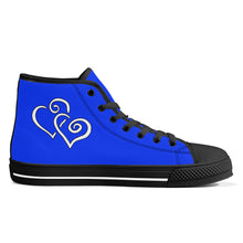 Load image into Gallery viewer, Ti Amo I love you - Exclusive Brand  - Blue Blue Eyes - Double White Heart High-Top Canvas Shoes - Black Soles
