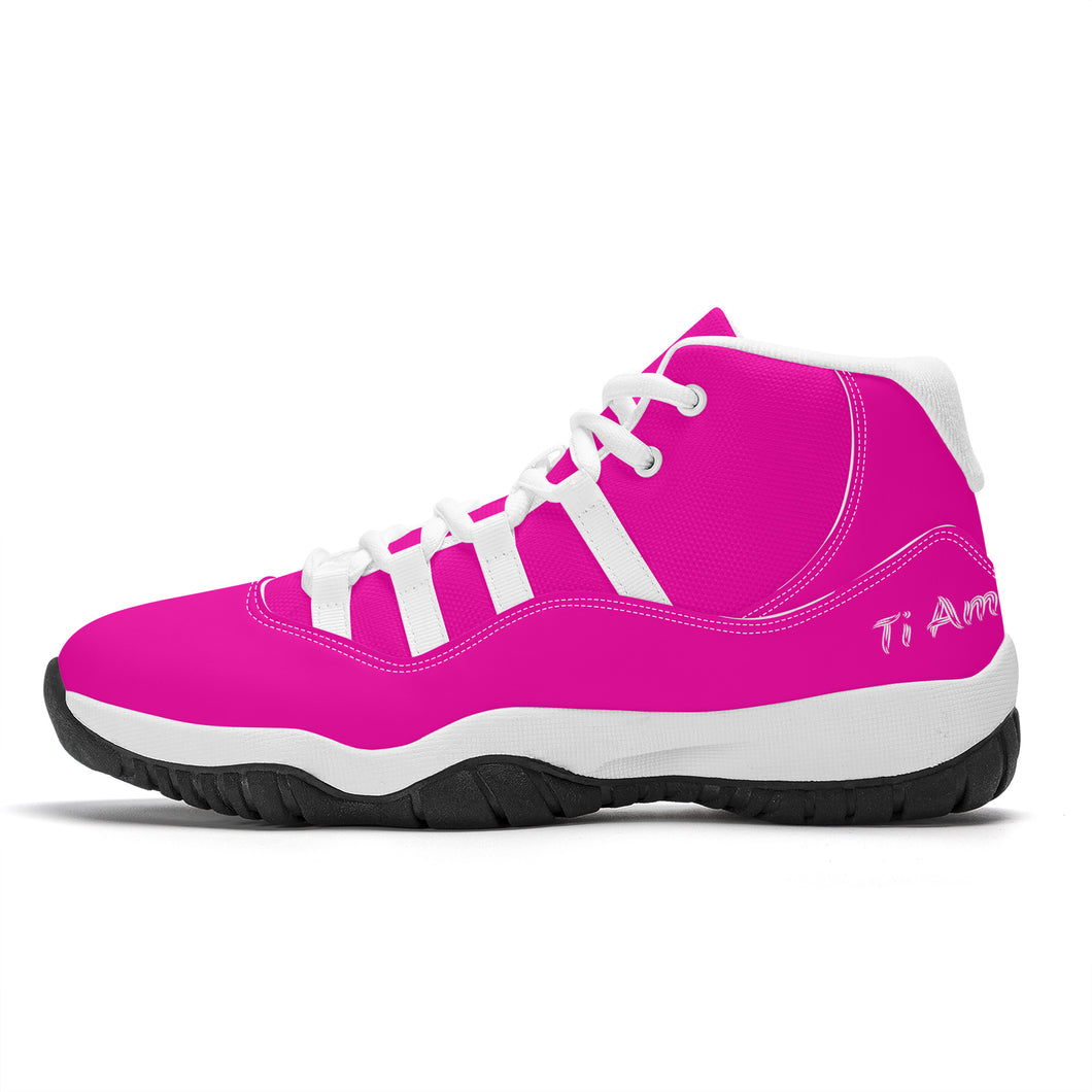 Ti Amo I love you - Exclusive Brand - Hollywood Cerise - High Top Air Retro Sneakers - White Laces