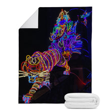 Load image into Gallery viewer, Ti Amo I love you - Exclusive Brand - Black with Neon Tiger -  Micro Fleece Blankets
