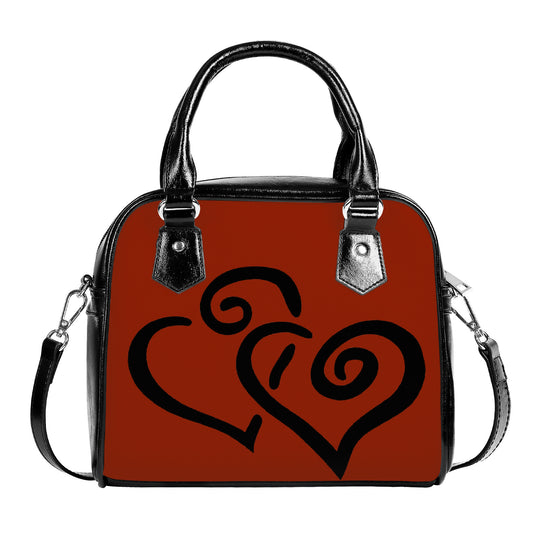 Ti Amo I love you - Exclusive Brand - Dark Red 2 - Double Black Heart -  Shoulder Handbag
