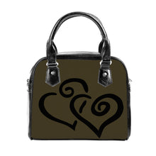 Load image into Gallery viewer, Ti Amo I love you - Exclusive Brand - Lisbon Brown - Double Black Heart -  Shoulder Handbag
