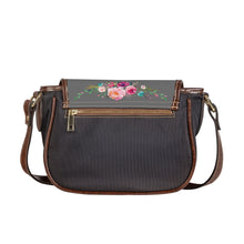 Load image into Gallery viewer, Ti Amo I love you - Exclusive Brand  - Dove Gray - Pink Floral -  Saddle Bag
