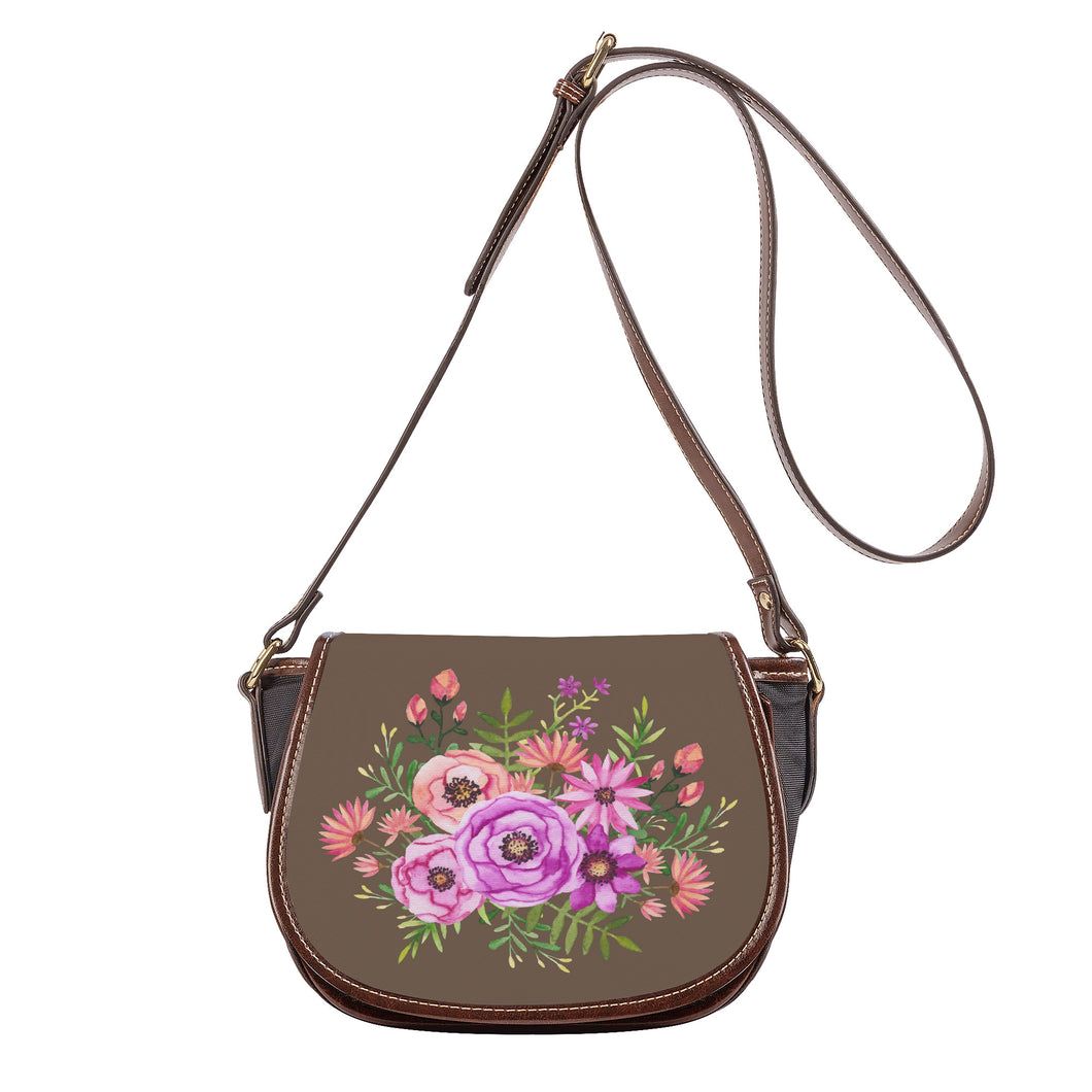 Ti Amo I love you - Exclusive Brand - Medium Tundra - Floral Bouquet - Saddle Bag