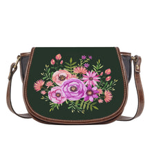 Load image into Gallery viewer, Ti Amo I love you - Exclusive Brand - Black Leather Jacket- Floral Bouquet - Saddle Bag
