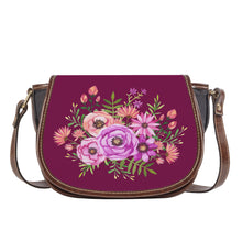 Load image into Gallery viewer, Ti Amo I love you - Exclusive Brand - Pansy Purple - Floral Bouquet - Saddle Bag
