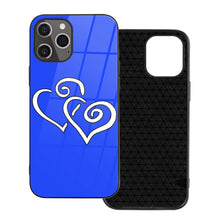 Load image into Gallery viewer, Ti Amo I love you - Exclusive Brand - Blue Blue Eyes - Double White Heart -  iPhone 12 ProMax Glass Case (2 cameras)
