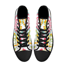 Load image into Gallery viewer, Ti Amo I love you - Exclusive Brand - Goldenrod, Bermuda, Celery, California &amp; Radical Red Tie- Dye - High-Top Canvas Shoes- Black
