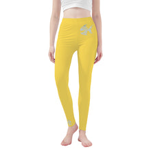 Load image into Gallery viewer, Ti Amo I love you - Exclusive Brand  - Mustard Yellow - Angry Fish - Womens / Teen Girls  / Womens Plus Size  - Yoga Leggings - Sizes XS-3XL
