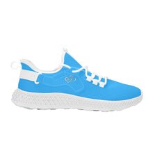 Load image into Gallery viewer, Ti Amo I love you - Exclusive Brand  - Medium Cyan Blue - Double Heart - Womens Mesh Knit Shoes - White Soles
