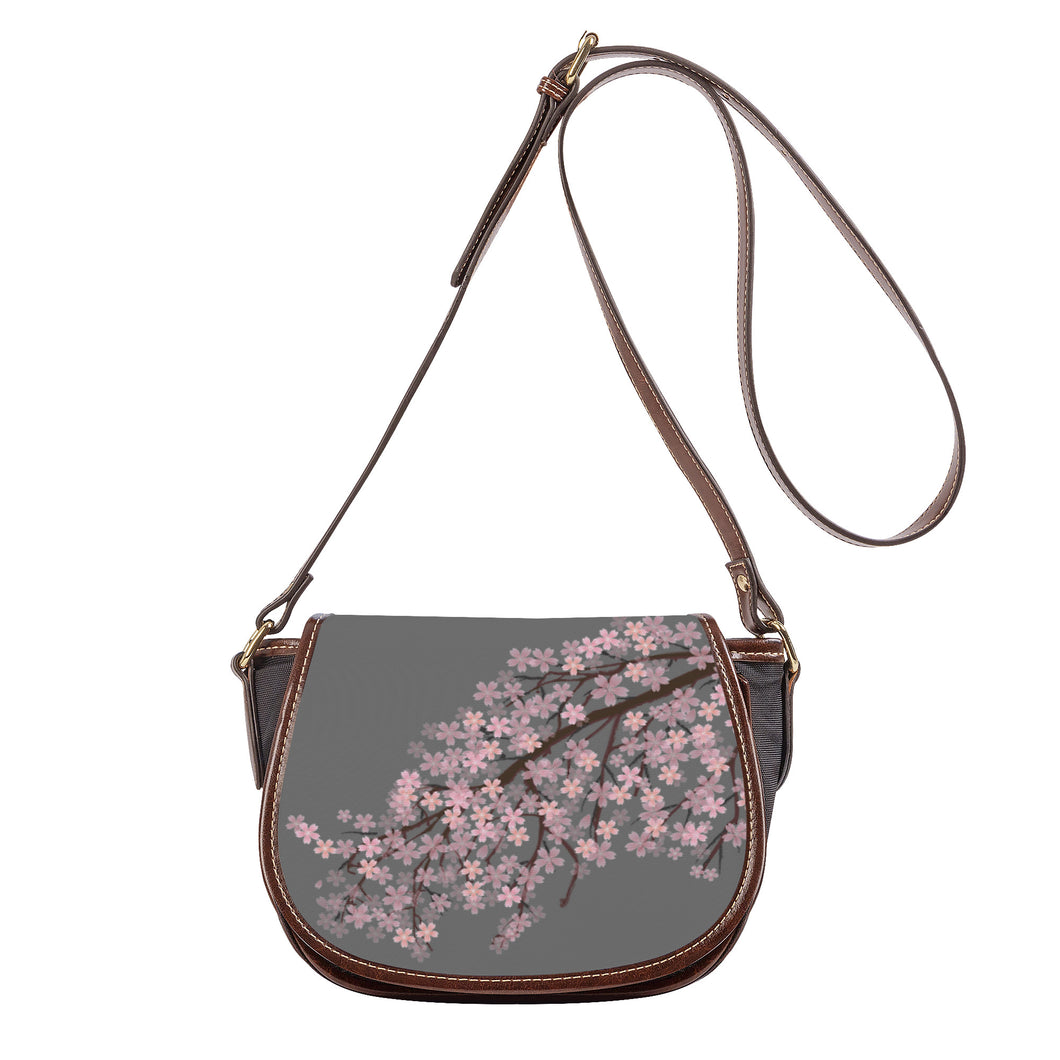 Ti Amo I love you-  Exclusive Brand - Dove Gray - Blossom - Saddle Bag