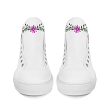 Load image into Gallery viewer, Ti Amo I love you  - Exclusive Brand -  white - Floral Swag - High-Top Canvas Shoes - White
