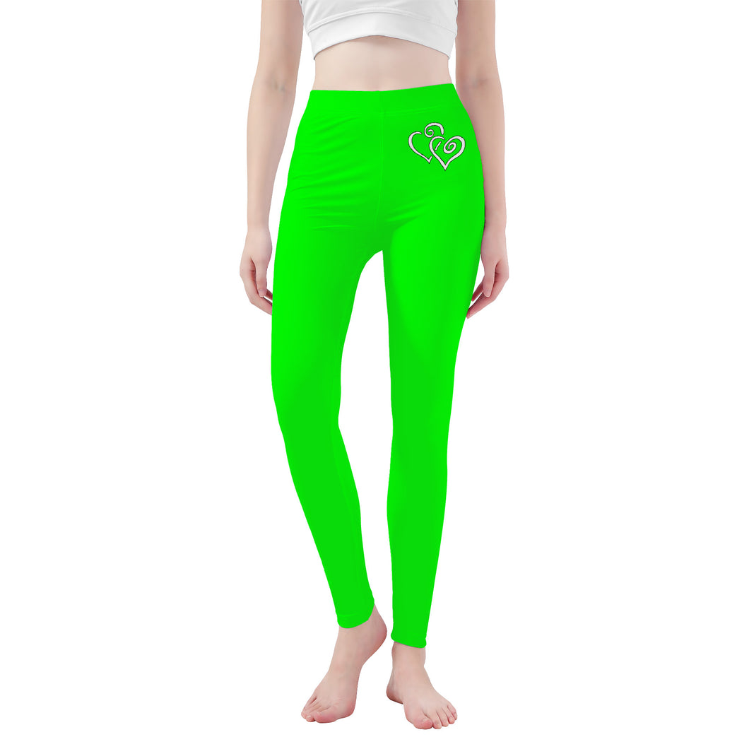 Ti Amo I love you - Exclusive Brand - Green - Womens / Teen Girls / Womens Plus - Yoga Leggings - Sizes XS-3XL