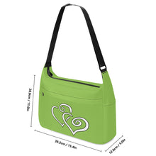 Load image into Gallery viewer, Ti Amo I love you - Exclusive Brand - Light Cadmium Green - Double White Heart - Journey Computer Shoulder Bag
