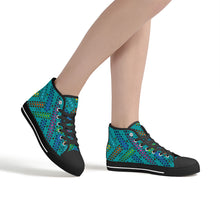 Load image into Gallery viewer, Ti Amo I love you - Exclusive Brand - Persian Green - Deco Dots -  High-Top Canvas Shoes - Black Soles
