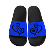 Load image into Gallery viewer, Ti Amo I love you - Exclusive Brand - Blue Blue Eyes - Double Black Heart - Slide Sandals - Black Soles
