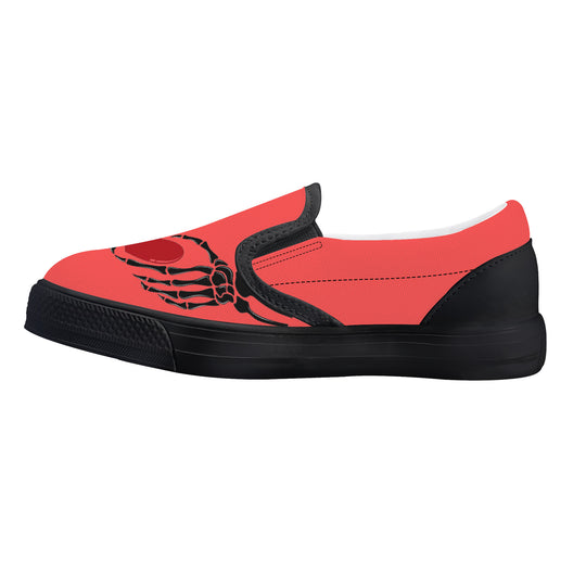 Ti Amo I love you Exclusive Brand  - Persimmon - Skeleton Hands with Heart  - Kids Slip-on shoes - Black Soles