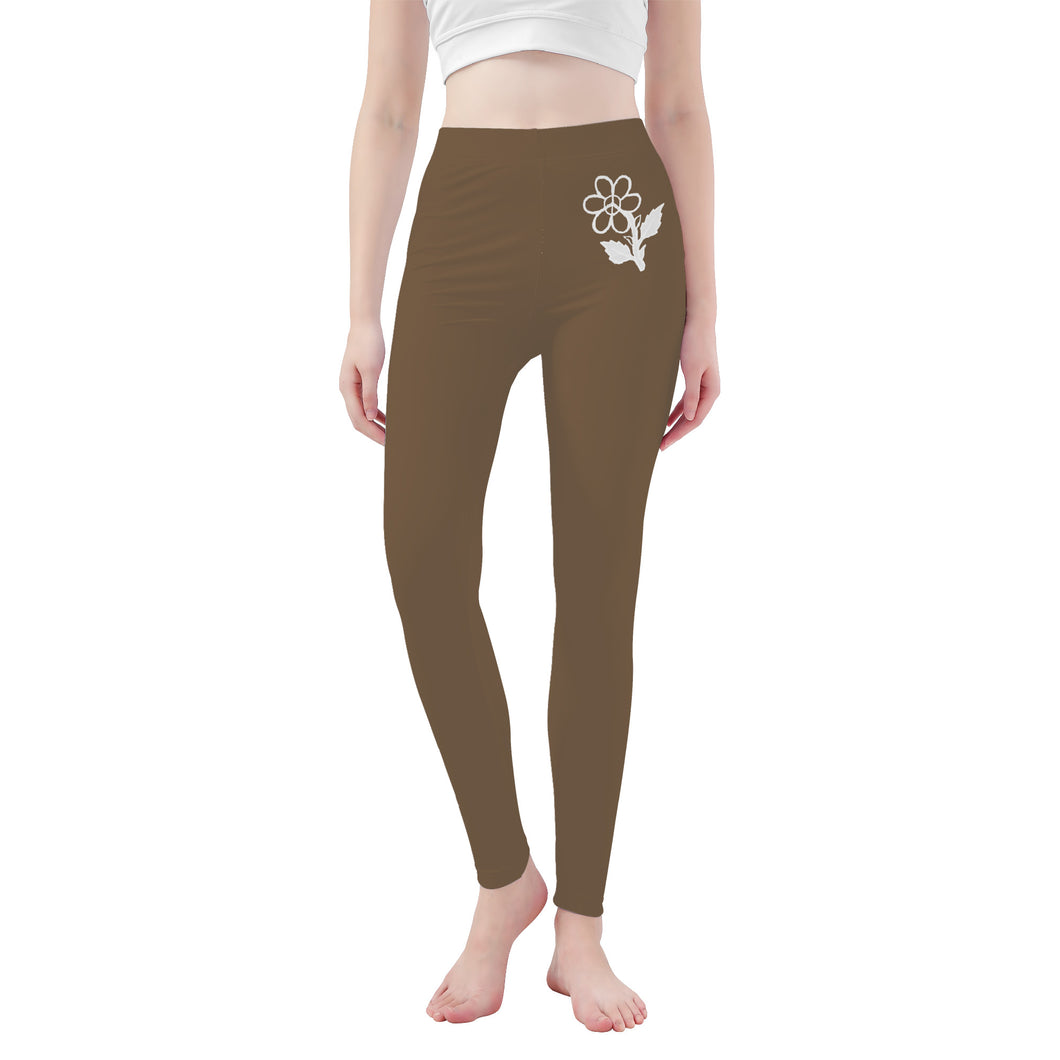 Ti Amo I love you - Exclusive Brand   - Boy Red Brown - White Daisy -  Yoga Leggings