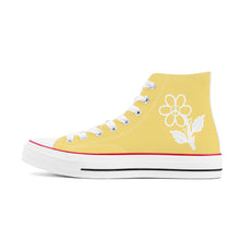 Load image into Gallery viewer, Ti Amo I love you - Exclusive Brand - Sweet Corn - White Daisy - High Top Canvas Shoes - White Soles
