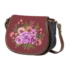 Load image into Gallery viewer, Ti Amo I love you - Exclusive Brand - Cordovan Red - Floral Bouquet - Saddle Bag
